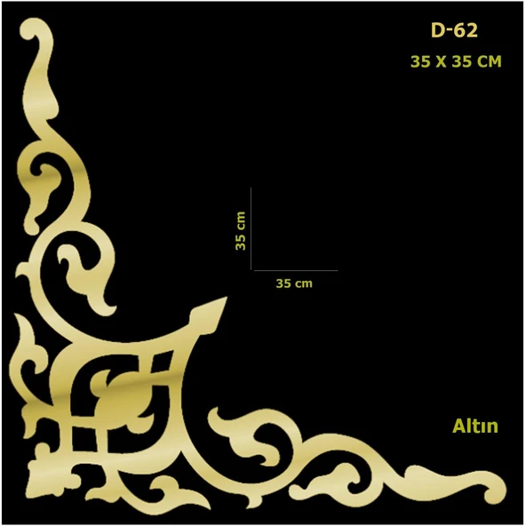 D-62 Altın 35 x 35 cm Sibu Aynalı Pleksi Mobilya Dolap Süsü ürün görseli 1