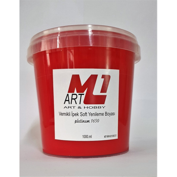 M1 ART Su Bazlı Vernikli İpek Soft Yenileme Boyası KIRMIZI 1000.ml-Mobilya,cam,mermer,beyaz eşya,fayans,seramik,parke ürün görseli 1