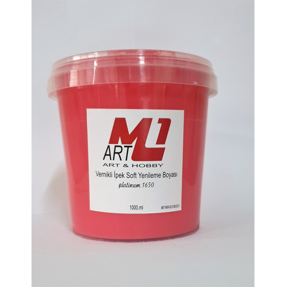 M1 ART Su Bazlı Vernikli İpek Soft Yenileme Boyası NAR ÇİÇEĞİ 1000.ml-Mobilya,cam,mermer,beyaz eşya,fayans,seramik,parke ürün görseli 1
