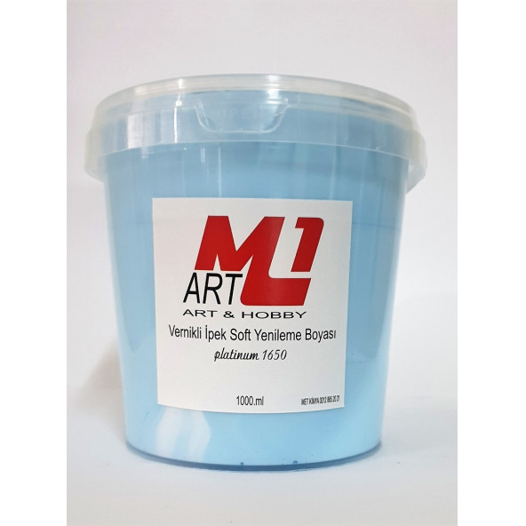 M1 ART Su Bazlı Vernikli İpek Soft Yenileme Boyası GÖK MAVİ 1000.ml-Mobilya,cam,mermer,beyaz eşya,fayans,seramik,parke ürün görseli 1