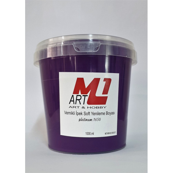 M1 ART Su Bazlı Vernikli İpek Soft Yenileme Boyası MÜRDÜM 1000.ml-Mobilya,cam,mermer,beyaz eşya,fayans,seramik,parke ürün görseli 1