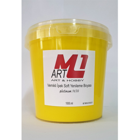 M1 ART Su Bazlı Vernikli İpek Soft Yenileme Boyası SARI 1000.ml-Mobilya,cam,mermer,beyaz eşya,fayans,seramik,parke ürün görseli 1