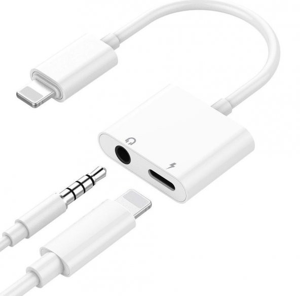 Lightning Kulaklık Şarj Çevirici Dönüştürücü Adaptör Aux Kablosu (iphone 7 8 X XR 11 Plu ürün görseli 1