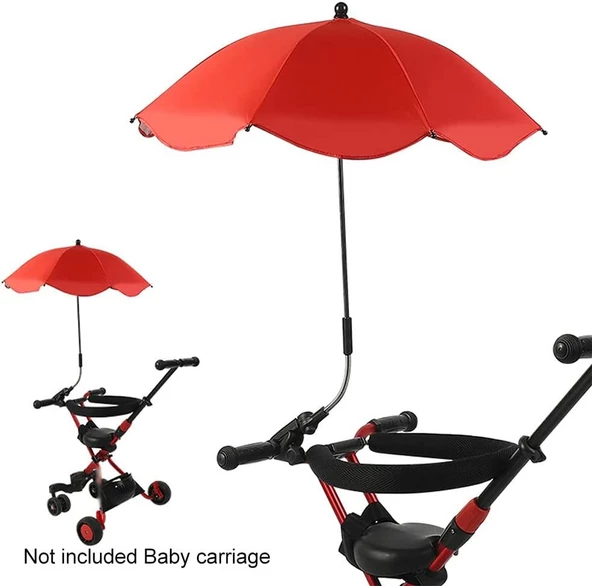 Valkyrie Bebek Arabası İçin Ayrılabilir 360 Derece Ayarlanabilir 66 cm Şemsiye - Kırmızı ürün görseli 1