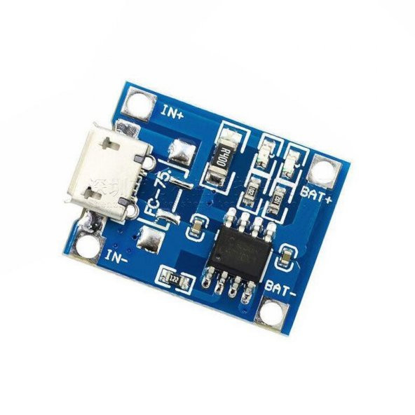 TP4056 Korumasız 1A Lipo - Li Ion Pil Şarj Devresi 3,7V Micro USB Girişli ürün görseli 1