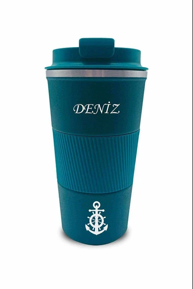 Kişiye Özel Çift Katmanlı Paslanmaz Çelik 500 Ml Kupa Araç Kahve Çay Termos Bardak -1549MAVİ ürün görseli 1