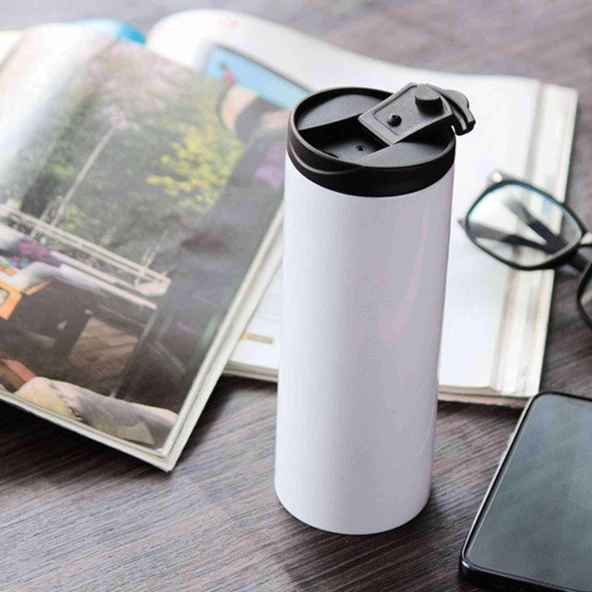 Elde Kolay Tutma Içimi Rahat Paslanmaz Sızdırmaz  Çift Katmanlı Metal Termos 500 Ml FLYON-571 BEYAZ ürün görseli 1