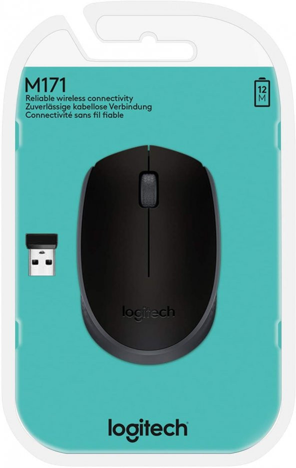 Logitech M171 Kablosuz Optik Mouse - Siyah - Resim 4
