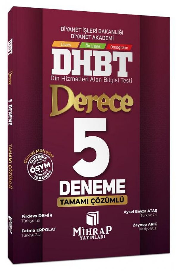 DHBT Derece 5 Deneme Çözümlü Mihrap Yayınları ürün görseli 1