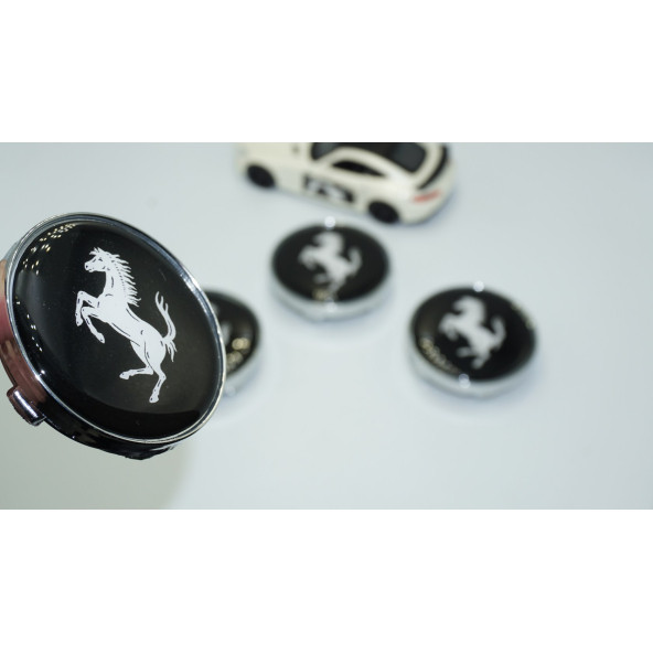 DK Tuning Ferrari Gümüş Siyah Jant Göbeği Kapak Seti 60mm ürün görseli 1
