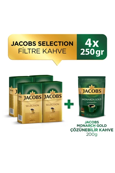 Jacobs Selection Filtre Kahve 250 gr x 4 Adet + Jacobs Gold Çözünebilir Kahve 200 gr ürün görseli 1