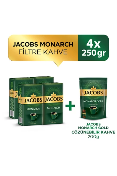 Jacobs Monarch Filtre Kahve 250 gr x 4 Adet + Jacobs Monarch Filtre Kahve 200 gr ürün görseli 1