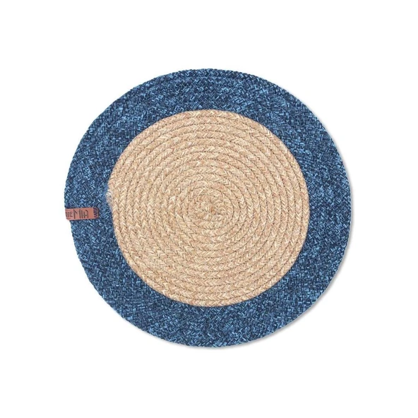 THE MİA JÜT AMERİKAN SERVİS BAMBU LACİVERT 35x35 CM ürün görseli 1
