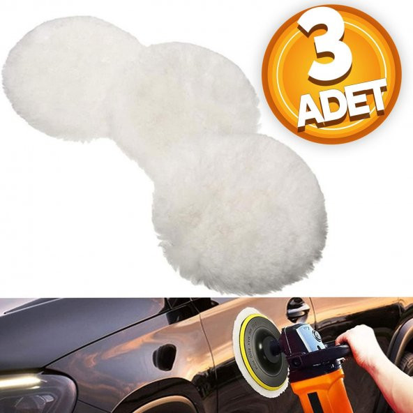 Pasta Cila Polisaj Süngeri 115 mm Cırt Tabanlı Kuzu Postu Yünü Pedi Keçesi Parlatma (3 ADET) ürün görseli 1