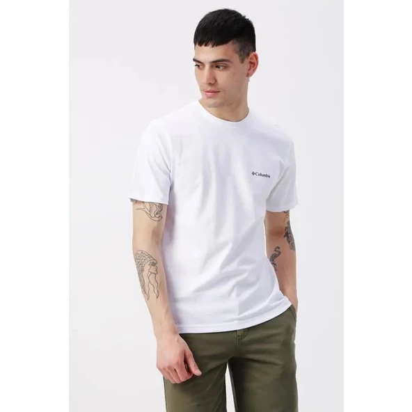 Columbia Csc M Basic Sm Logo Brushed Ss Tee Erkek Kısa Kollu Tişört CS0282-100 ürün görseli 1