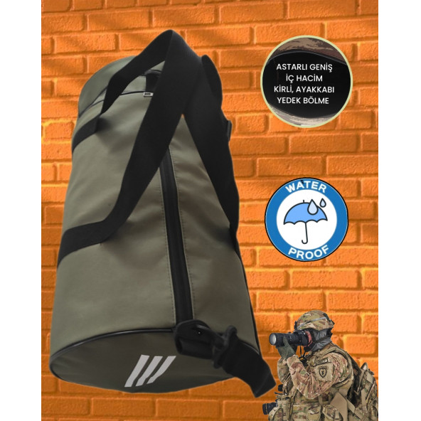SEVBAGS 600 DENYE ASKERİ HAKİ SİLİNDİR SPOR ÇANTASI ürün görseli 1