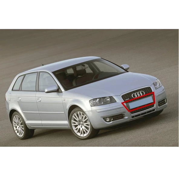 Audi A3 2004-2008 Ön Tampon Panjuru Plaka Tutucusu Koyu Gri 8P4807285G ürün görseli 1