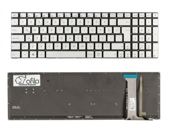 Asus G741, G741JK, G741JM, G741JW Klavyesi Gri TR ışıklı ürün görseli 1