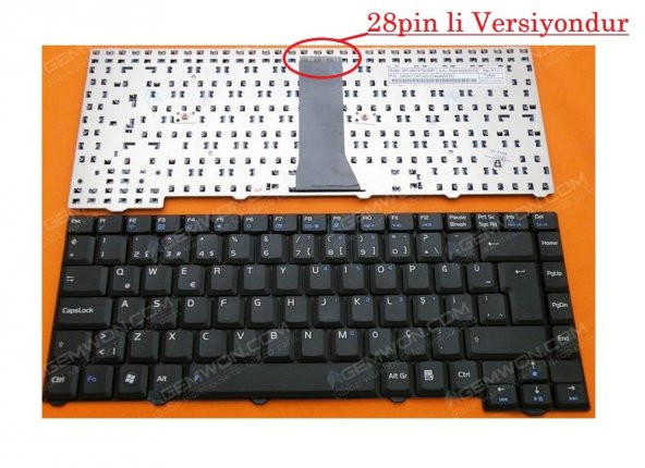 Asus F3Tc F3J V012462BS1 Notebook Klavyesi - TR - 28 Pin ürün görseli 1