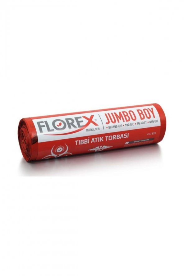 Florex  Tıbbi Atık Jumbo Çöp Poşeti/torbası-10 Rulo 80x110 cm ürün görseli 1