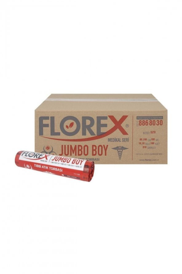Florex  Tıbbi Atık Jumbo 80x110 Çöp Poşeti/torbası-10 Rulo 1 Koli ürün görseli 1