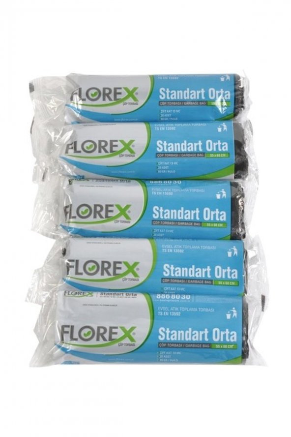 Florex  Standart Orta Siyah Çöp Poşeti 55X60 Cm 5 Rulo ürün görseli 1