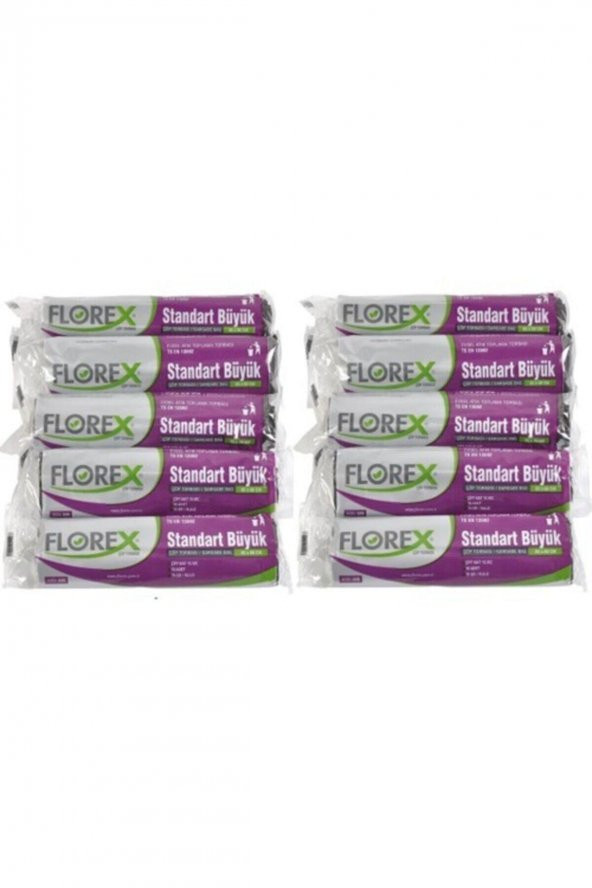 Florex  Çöp Torbası 65x80 cm Standart Büyük Boy Siyah 10 Rulo ürün görseli 1