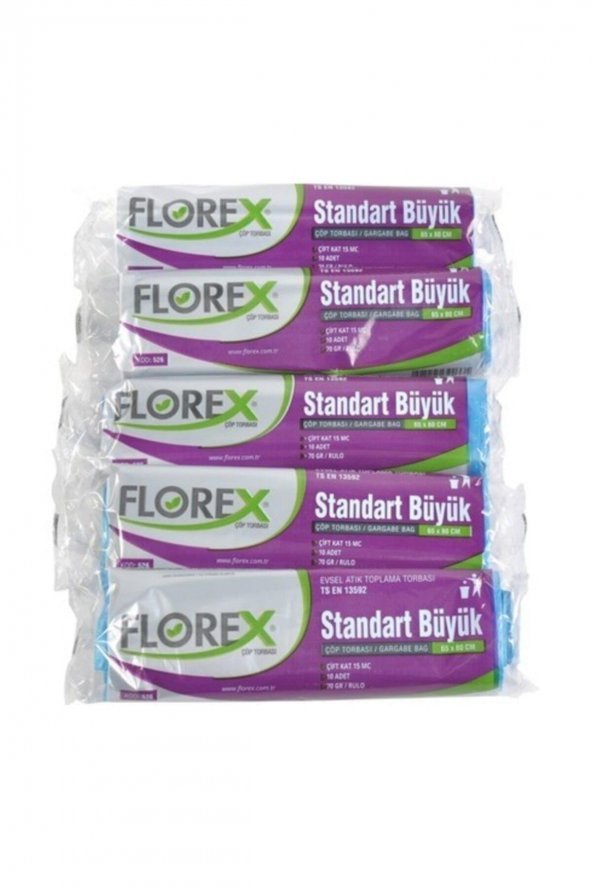 Florex  Standart Büyük Çöp Torbası Mavi 65 X 80 Cm 5 Rulo ürün görseli 1