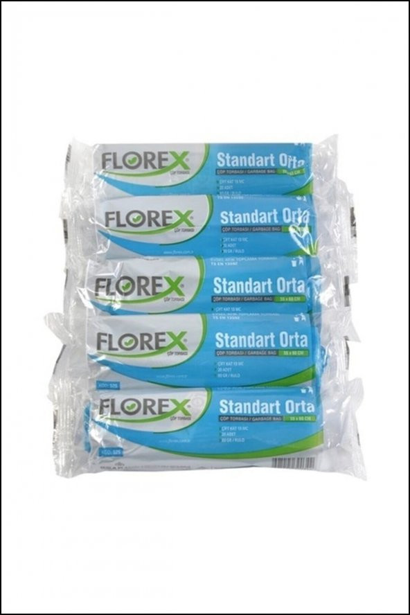 Florex Standart Orta Boy Çöp Poşeti 5 Rulo (Siyah Renk) ürün görseli 1