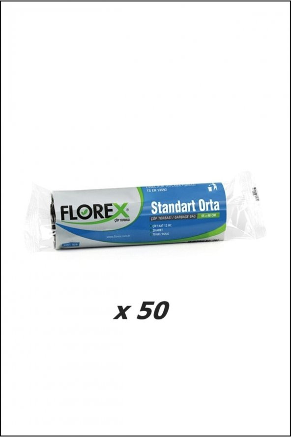 Florex  Standart Orta Boy Çöp Poşeti - 50 Rulo (siyah-mavi Renk) ürün görseli 1