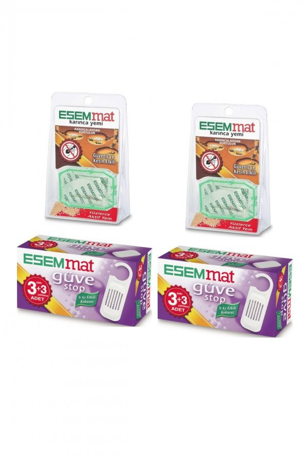 Esemmat  Güve Kovucu (3 Askı + 3 Çekmece ) - Kokusuz , 6 Ay Boyunca Etkili X2 Adet+ Karınca Yemi X2 Adet ürün görseli 1