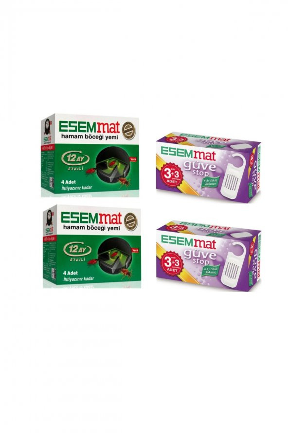 Esemmat  Güve Kovucu 3 Askı 3 Çekmece 6 Ay Boyunca Etkili X2 Adet Hamam Böceği Yemi 4 Adet X2 Adet ürün görseli 1