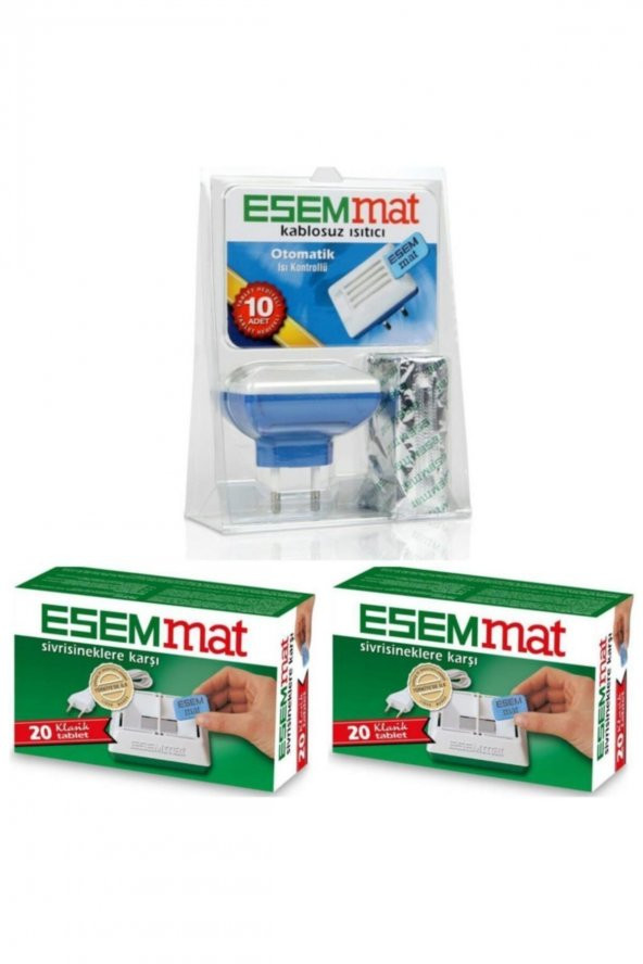 Esemmat  Kablosuz Isıtıcı Sinek Kovucu Cihaz 10 Yedek Tablet + 40 Adet Tablet 2 Kutu ürün görseli 1