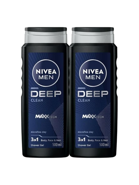 Nivea  Men Active Clean Erkek Duş Jeli 500 Ml X2 Avantajlı Paket ürün görseli 1