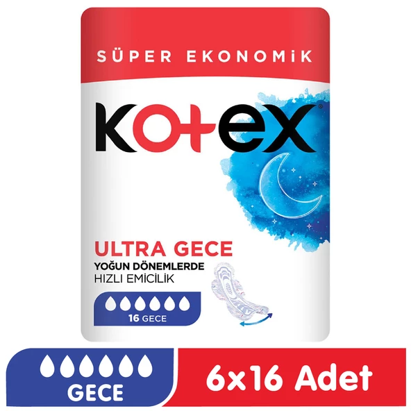 Kotex Ultra Gece Ped 16x6 96 Adet ürün görseli 1
