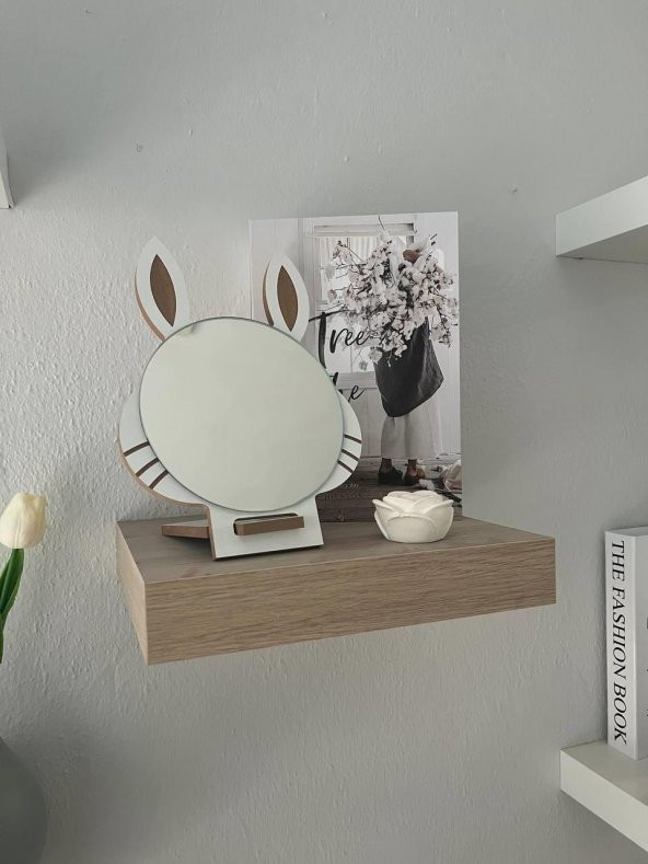 Masaüstü Beyaz Renk Hediyelik Dekoratif Makyaj Aynasi,Tavşan Kulaklı,Sevimli Ayna, Çocuk ve Genç Ayna, Dekoratif Ayna,Mini Ayna ürün görseli 1