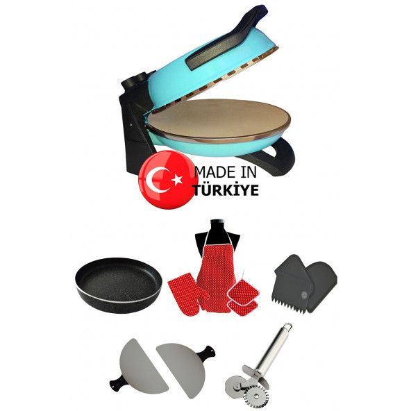 Erato Taşfırınım Doğal Taş Tabanlı Pizza Makinesi Taş Fırın Seti Hediyeli - AÇIK MAVİ ürün görseli 1