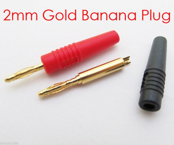 Banana Jack 2 mm Gold Kırmızı+Siyah ürün görseli 1