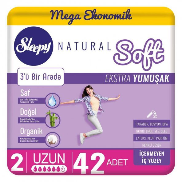 Sleepy Natural Soft Ekstra Yumuşak Ped Uzun 42x5 210 Adet ürün görseli 1