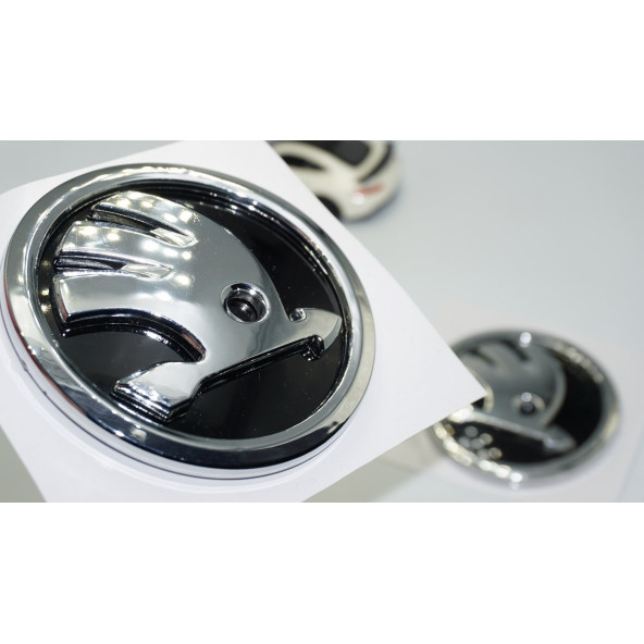 DK Tuning Skoda Ön Kaput Bagaj 9cm 8cm Yeni Nesil Logo Amblem Seti ürün görseli 1
