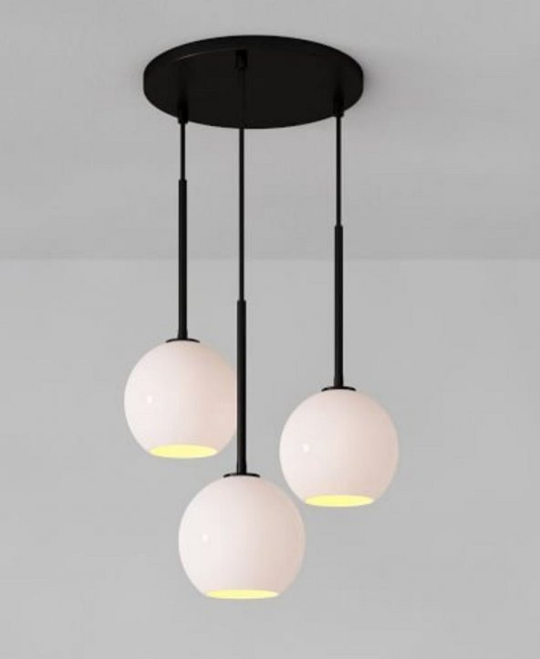 MYLİGHTS  MODERN SPOR OPAL CAMLI ÜÇLÜ AVİZE  SALON AVİZE SOFT IŞIK ürün görseli 1