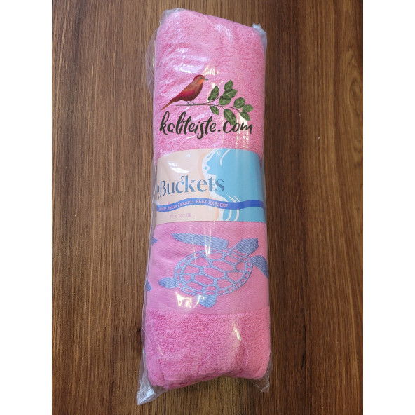 Jakarlı Bordürlü Plaj Havlusu 70x150 Cm Pembe ürün görseli 1