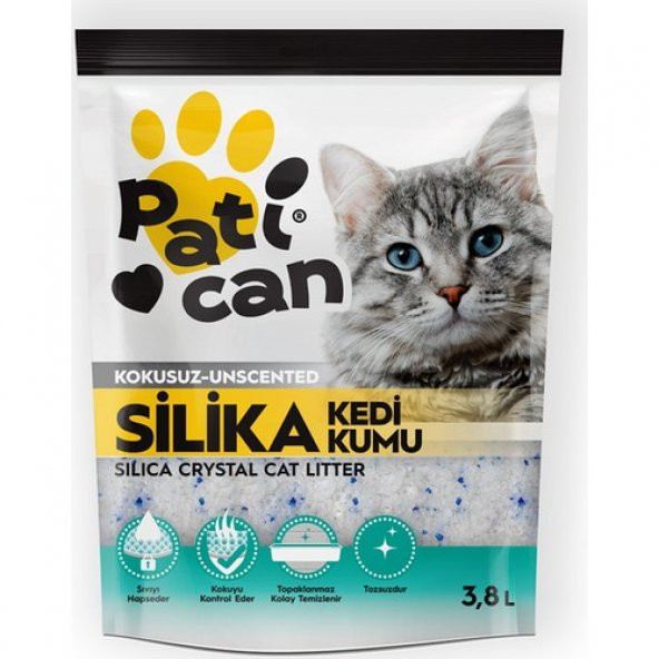 PATİCAN SİLİKA KRİSTAL KEDİ KUMU 3.8 LT ürün görseli 1
