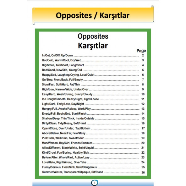 İngilizce Karşıtlar-Zıtlar (Opposite) Kitabı - Resim 2