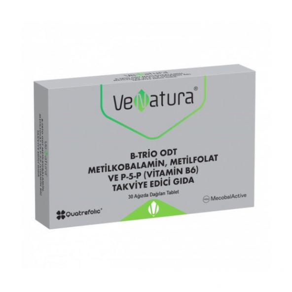 Venatura B-Trio ODT Metilkobalamin Metil Folat ve Vitamin B6 30 Tablet ürün görseli 1