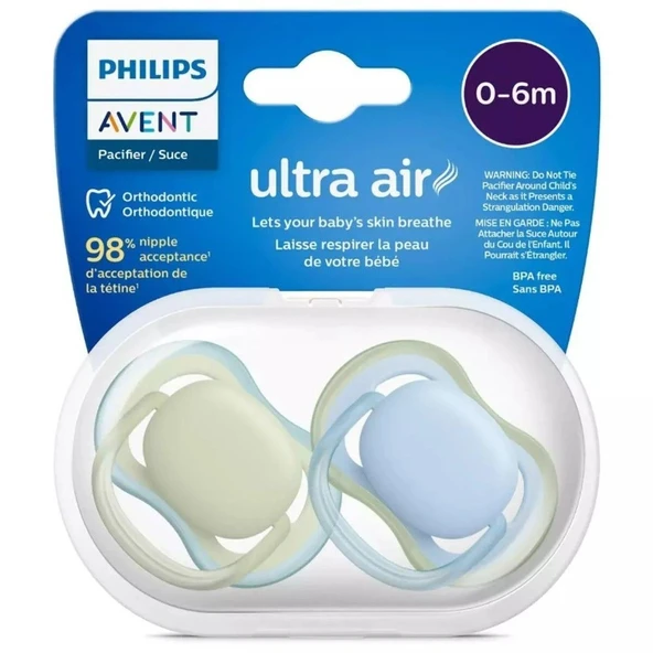 AVENT ULTRA AİR 0-6 AY ERKEK 2 Lİ EMZİK SCF085/21 ürün görseli 1