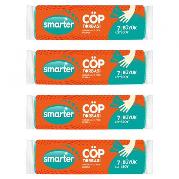 SMARTER 4 LÜ BÜYÜK BOY ÇÖP TORBASI 65x80 cm ( ÇÖP POŞETİ ) ürün görseli 1