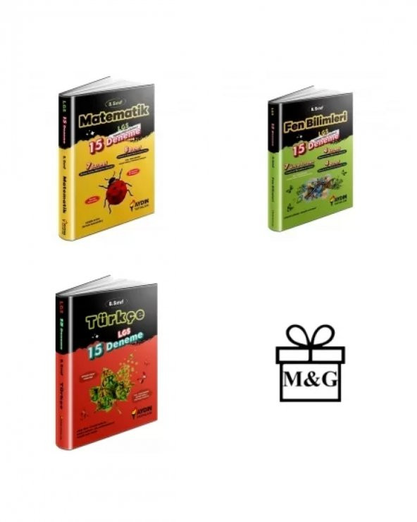 LGS 8.Sınıf Matematik Fen Bilimleri ve Türkçe 15li Deneme Sınavı ürün görseli 1