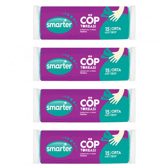 SMARTER 4 LÜ ORTA BOY ÇÖP TORBASI 55x60cm ( ÇÖP POŞETİ ) ürün görseli 1