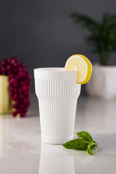 Akrilik Beyaz Tekli Uzun Bardak & Su Meşrubat Bardağı 400 ml ( Cam Değildir ) ürün görseli 1